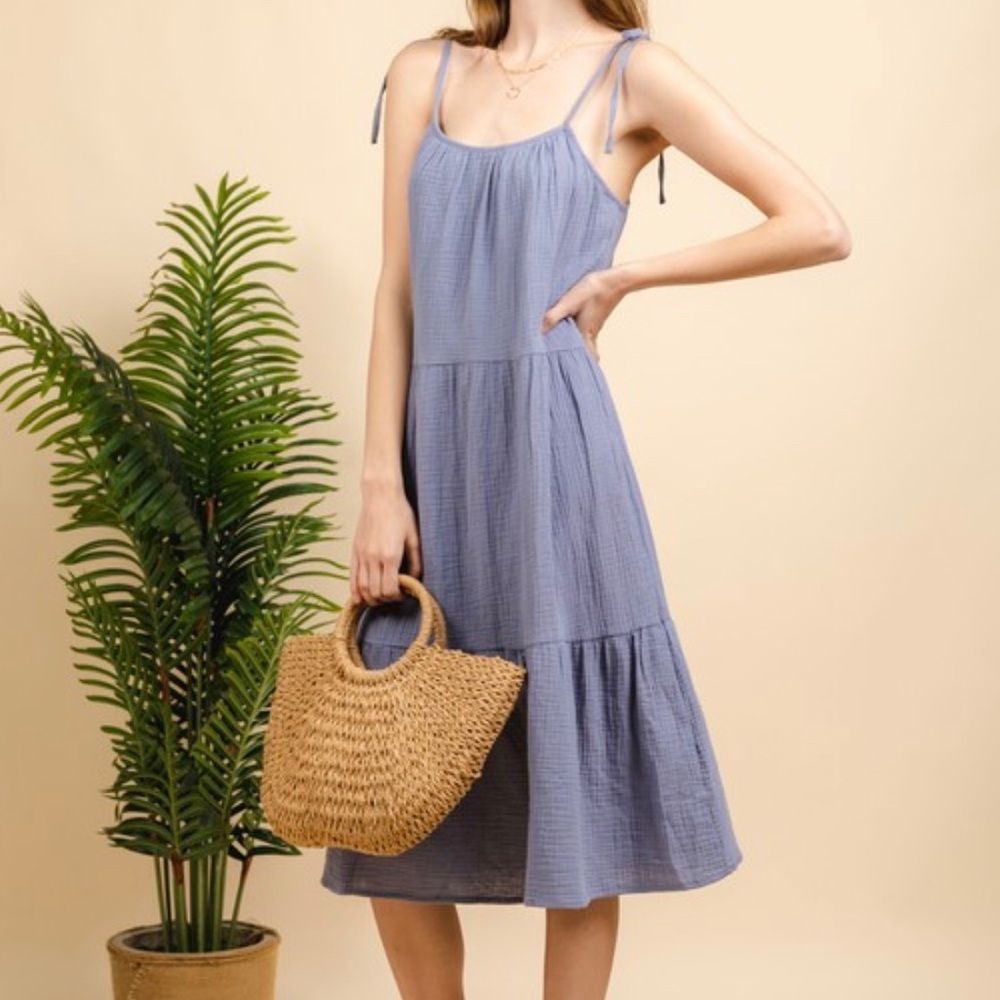 Eva tiered dress! (Denim blue)